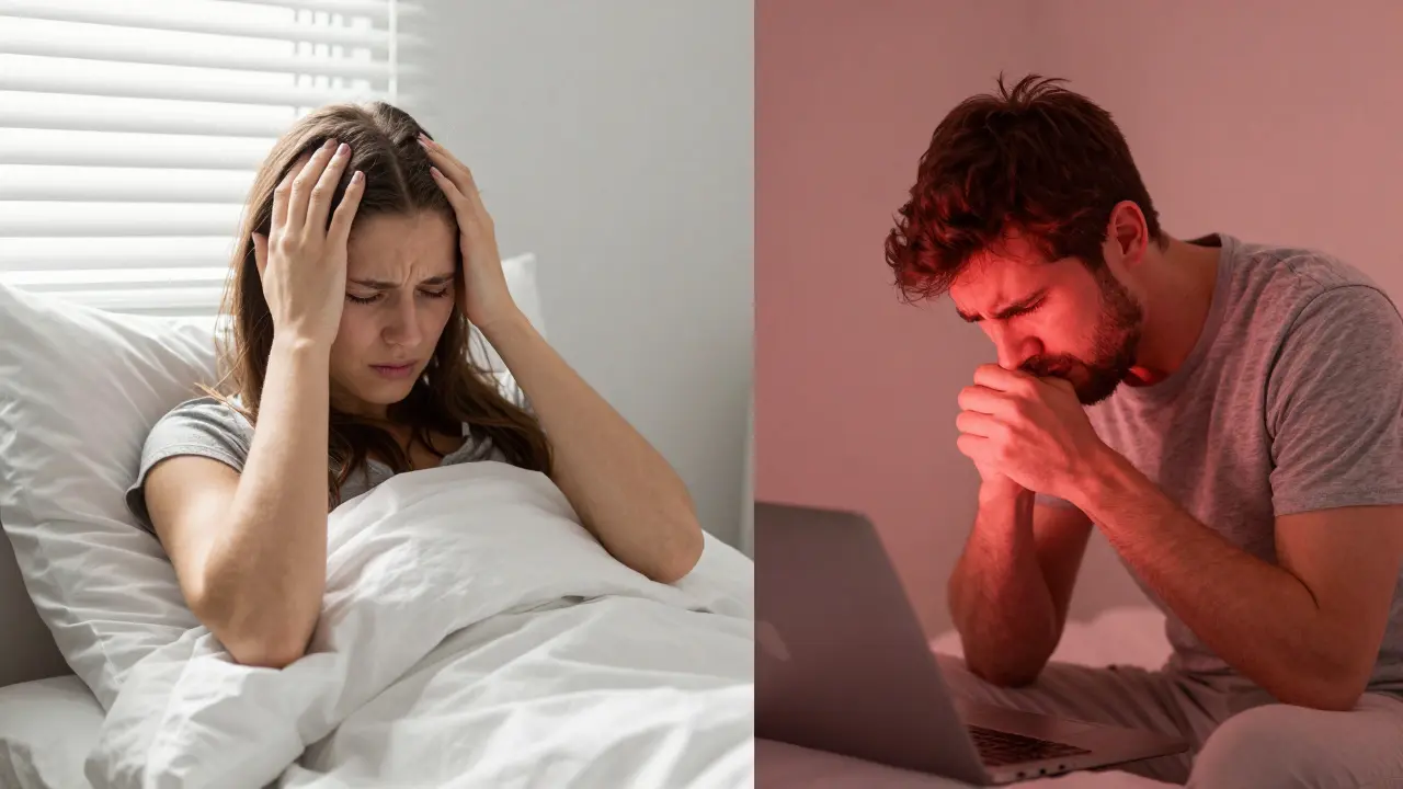 Srovnání bolesti hlavy ráno a při namáhání